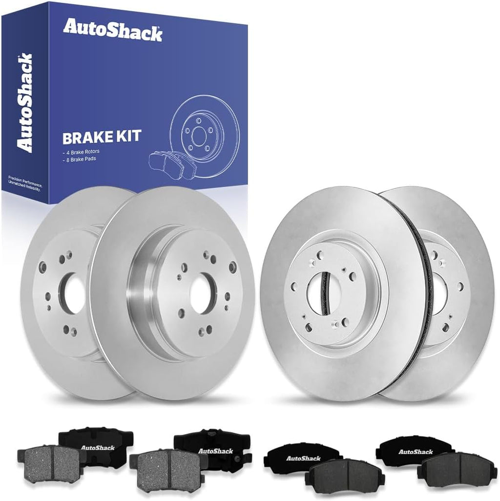 AutoShack Front & Rear Brake Rotors & Premium Pads for Honda & Acura, CR-V 2007-2011 RDX 2010-2012, FWD 4WD L4 2.3L 2.4L