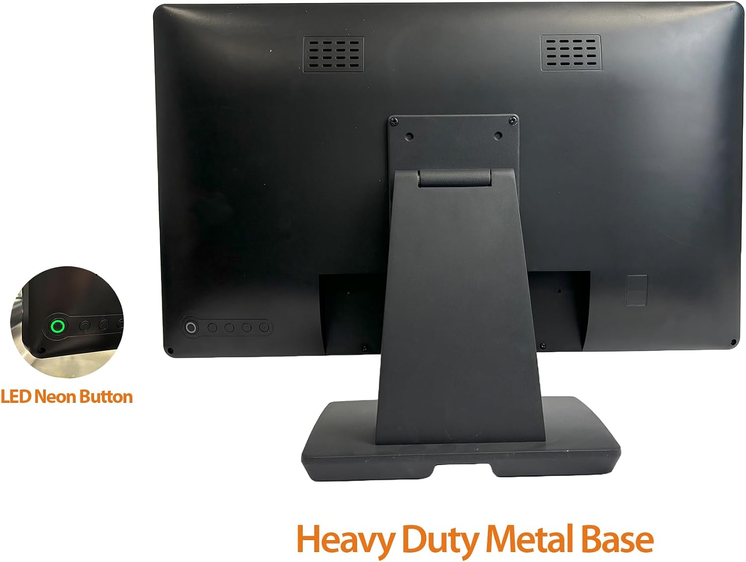 22-inch (21.5' Viewable) Capacitive LED 10 Point Multi-Touch HDMI VGA Monitor with 16:9 Display 1080p, True Flat Seamless Design Touchscreen, Great for Office, POS, Retail, Restaurant