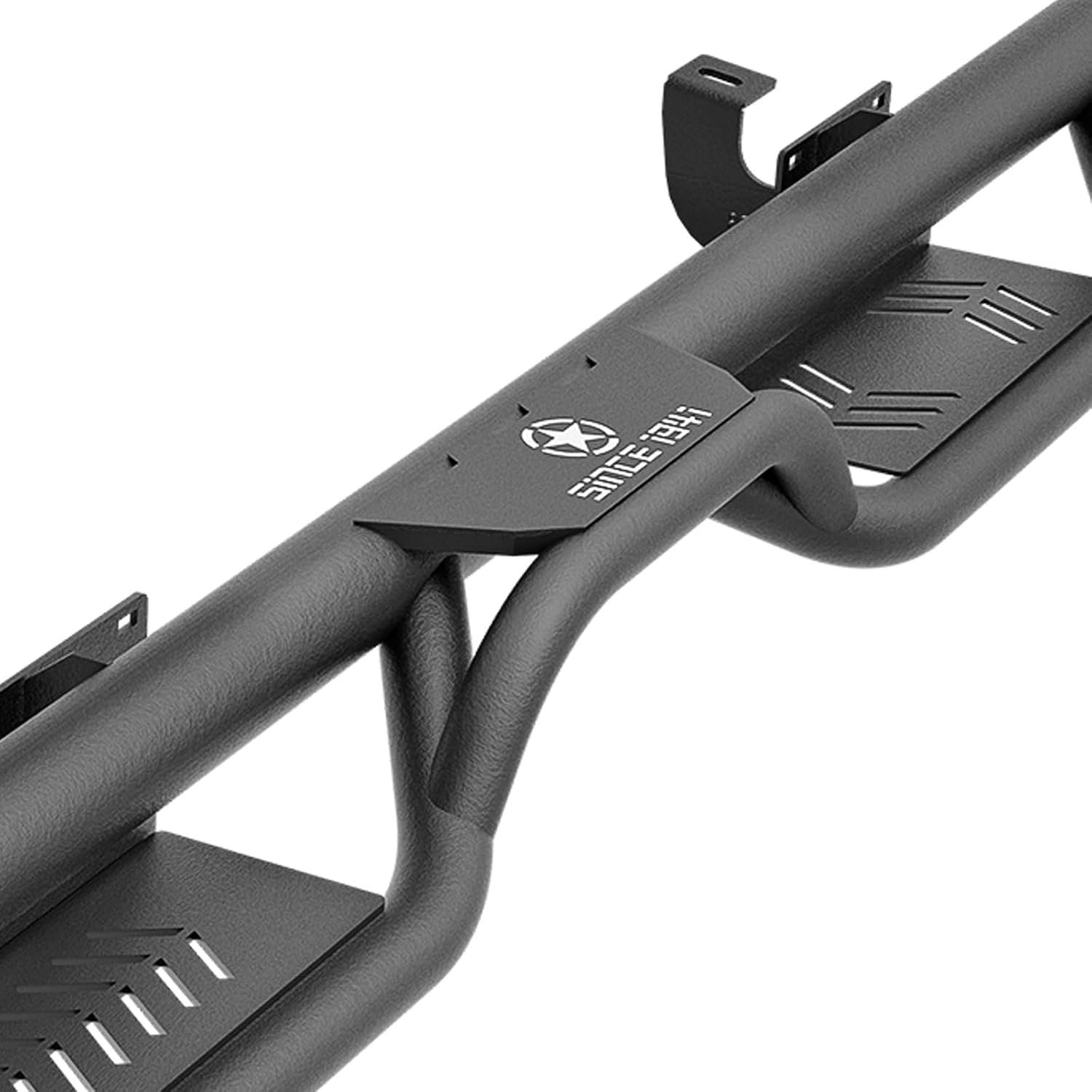 Running Boards Compatible with 2007-2018 Jeep Wrangler JK JKU Unlimited 4 Doors, Two Stairs Design Side Steps Heavy-Duty Steel Nerf Bars Bolt-on Step Plates Rock Sliders Rail
