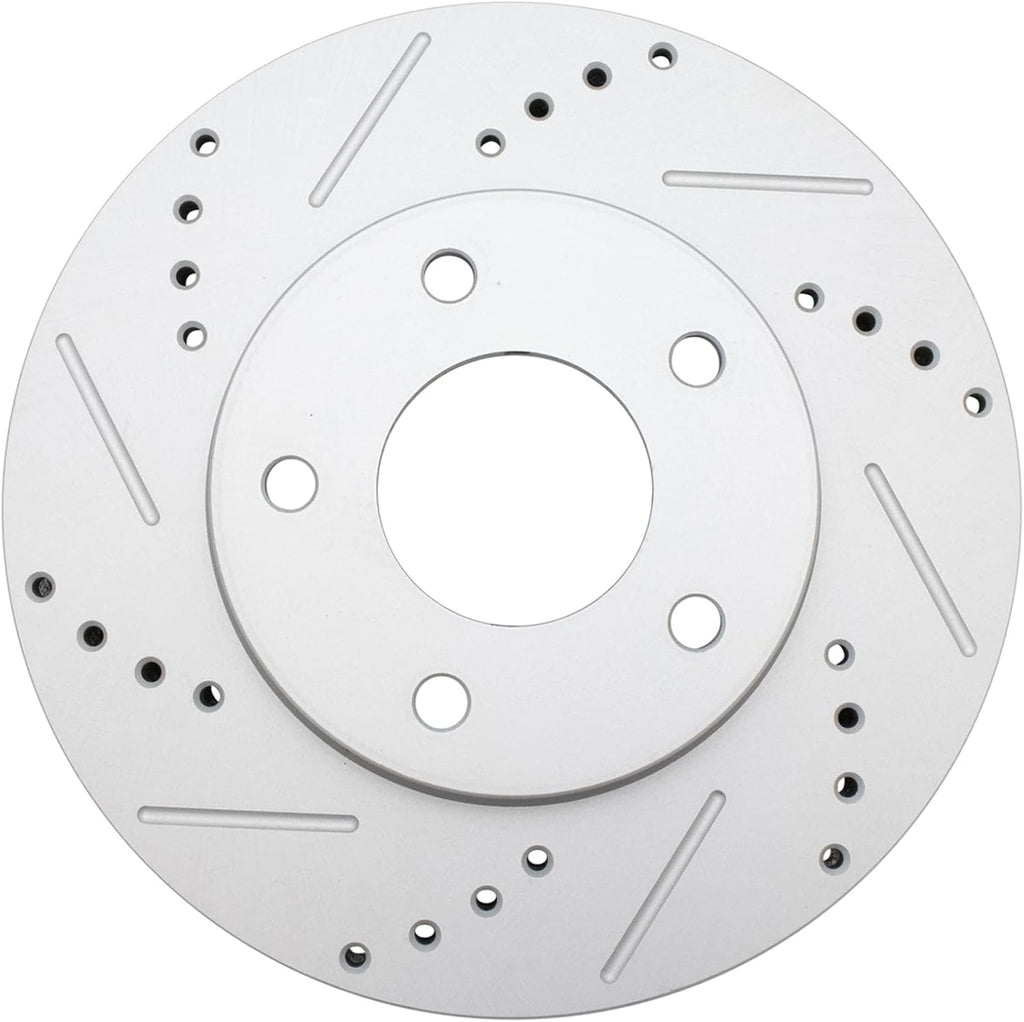 TRQ Performance Front and Rear Brake Rotor Set G Coated Drilled and Slotted Compatible with 2004-2012 Mitsubishi Galant