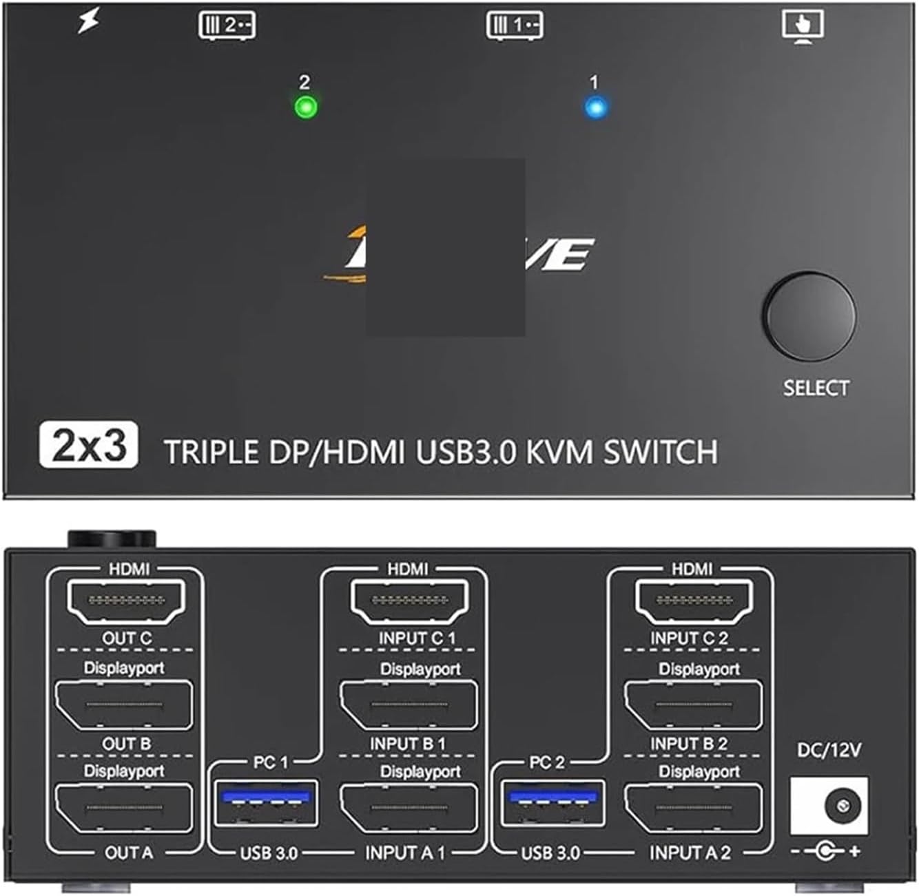 USB 3.0 KVM Switcher 2 Input 3 Output 3 Monitors 2 Computers Switch Support 8K@30Hz 4K@144Hz USB 3.0 Displayport for 2 PC Share