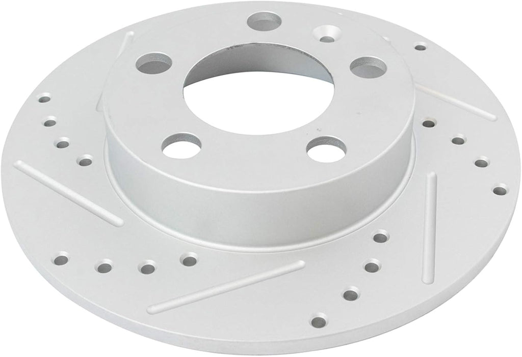 TRQ Performance Front and Rear Brake Rotor Set G Coated Drilled and Slotted Compatible with 1999-2010 Volkswagen Beetle 1999-2006 Golf 1999-2005 Jetta