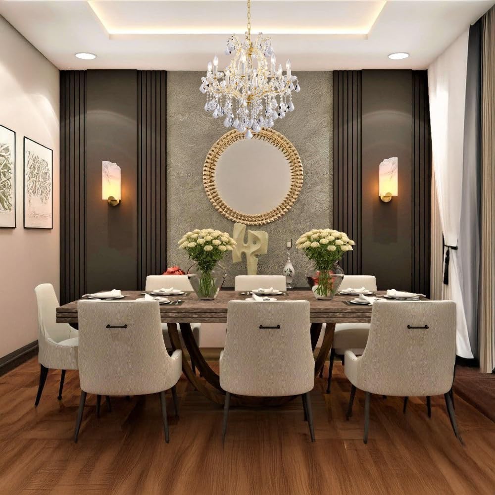Modern Gold Chandelier Light Fixtures - 8 Lights Luxury Crystal Chandeliers for Dining Room, Kitchen Island, Living Room, Bedroom