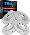 TRQ Performance Front and Rear Brake Rotor Set G Coated Drilled and Slotted Vented Solid Compatible with 2005-2009 Buick LaCrosse 2004-2008 Pontiac Grand Prix