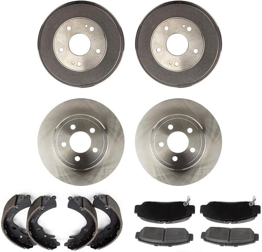 Arrhythmic Pack of 12 Brake Rotors Ceramic Pads Shoes & Drum Set Front Rear for Honda Civic 1.8L 2006 2007 2008 2009 2010 2011 Left Right Automotive Replacement Brake Kit