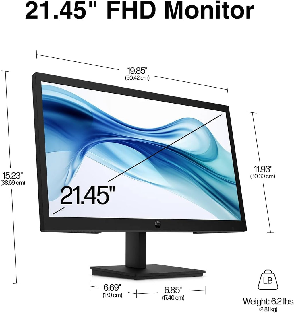 HP 22' FHD VA Monitor with 5 ms Response Time, Anti-Glare, Flicker Free, VESA Mount (100x100mm), HDMI, VGA & Dockztorm USB Port Expander, Black Color & ErgoFlexy Dual Monitor Mount (2 Pack)