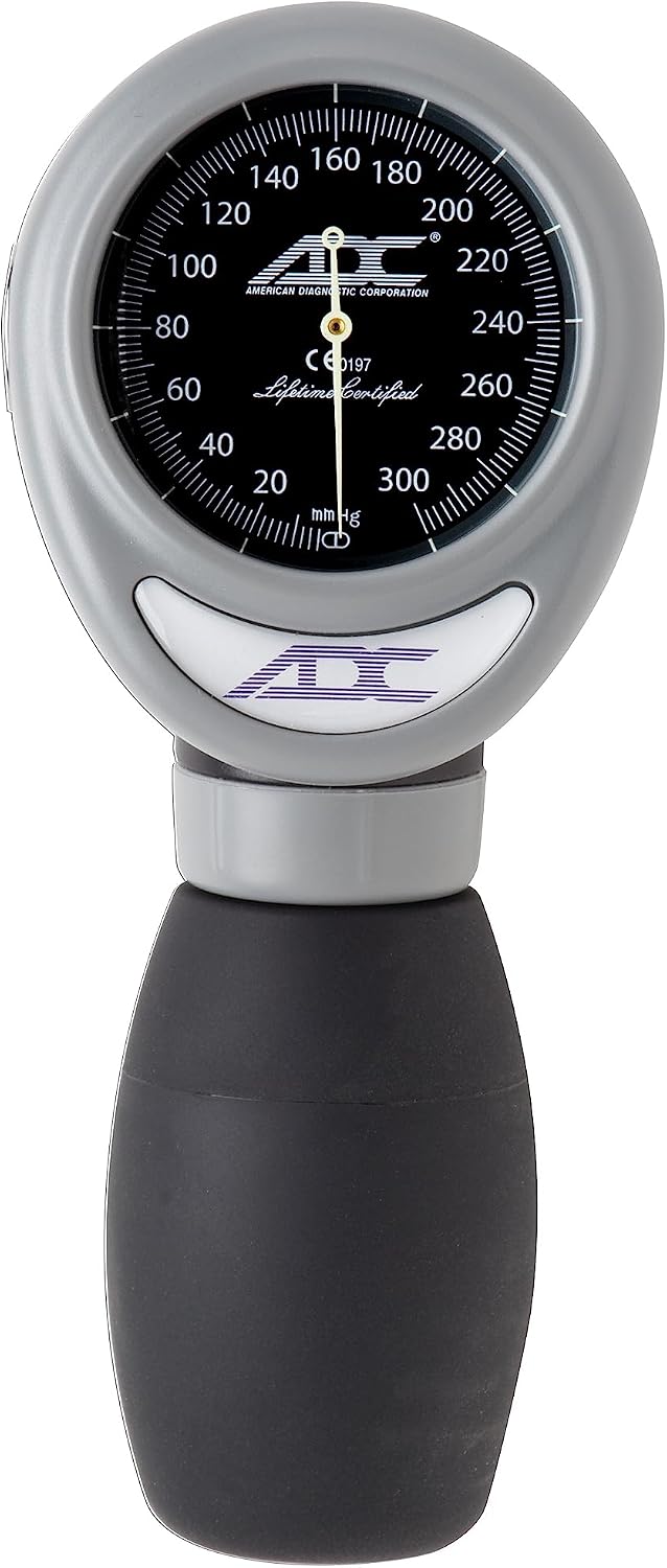 ADC Multikuf 731 3-Cuff EMT Kit with 804 Portable Palm Aneroid Sphygmomanometer, Small Adult, Adult and Large Adult Blood Pressure Cuffs (19-50 cm), Black Nylon Zipper Storage Case, Multi-Color