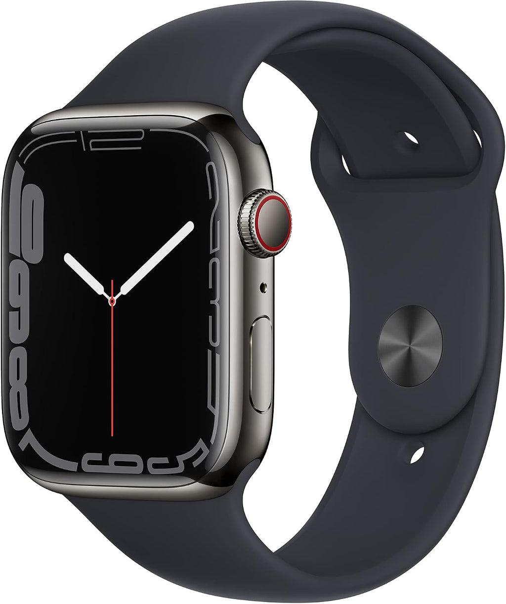 Apple Watch Series 7 (GPS + Cellular, 45MM) Graphite Stainless Steel Case with Midnight Sport Band (Renewed)