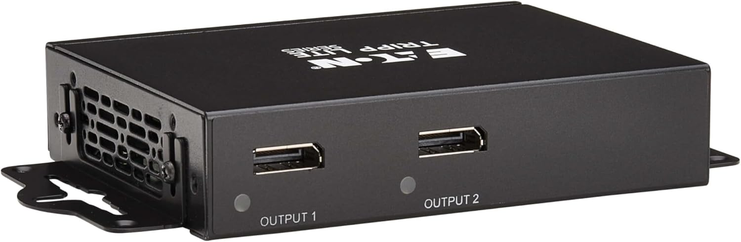 Tripp Lite Series 2-Port DisplayPort Splitter for 2 Monitors, 4K@60Hz Video, 1 in 2 Out, DP 1.4, MST Hub, TAA Compliant, Plug-and-Play, 1-Year Warranty (B156-002-8K)