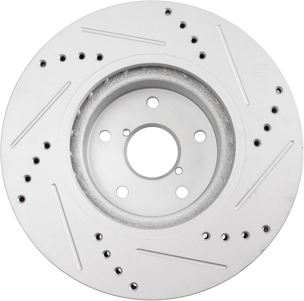 TRQ Front and Rear Brake Rotor Set G Coated Drilled and Slotted Compatible with 2015-2021 Subaru WRX