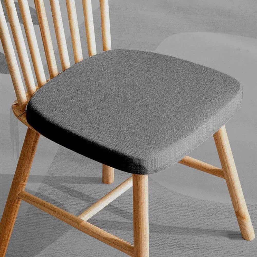 6 Pack Chair Seat Cushion Dining Kitchen Chairs Pad with Ties,1'/2'/3'/4' Thick Non-Slip Indoor Outdoor Chair Pad High Density Foam Seat Cushion with Removable Cover (Dark Grey,4' Thick - 16'x15')