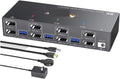 8K Displayport HDMI USB 3.0 KVM Switch 2/3 Monitors 3/4 Computers, 8K@60Hz,4K@144Hz Dual/Triple Monitor KVM with 4 USB 3.0 Ports(AU Plug,4 in 2 Out Dual DP)