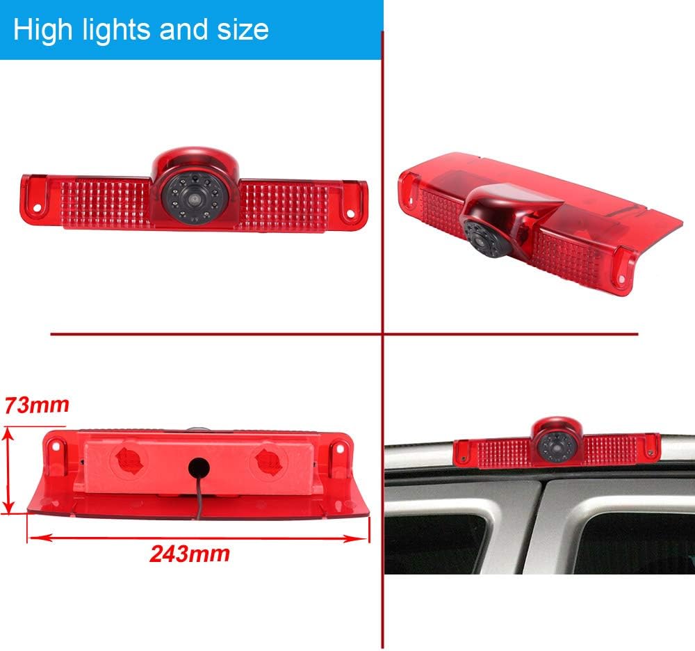 Car Third Roof Top Mount Brake Lamp Light Rear View Reverse Parking Camera,Replacement for Chevrolet Express GMC Chevy Savana Exporer Vans Cargo Van 2003-2018 (with 7 inch Monitor)