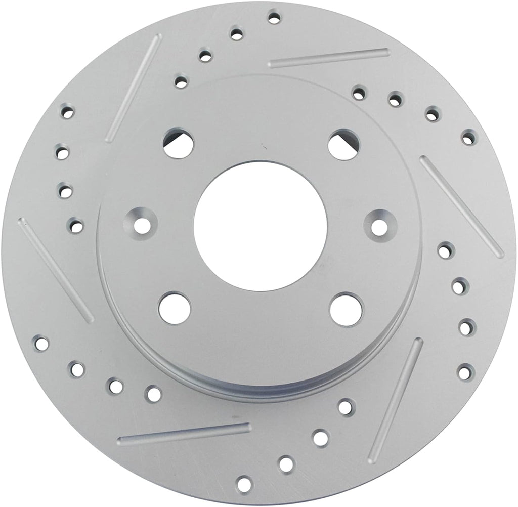 TRQ Performance Front and Rear Brake Rotor Set G Coated Drilled and Slotted Compatible with 1990-1993 Mazda Miata