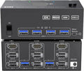 8K USB 3.0 KVM Switcher,2 Input 3 Output 3 Monitors 2 Computers Switch Support 8K@30Hz 4K@144Hz USB 3.0 Displayport for 2 PC(AU Power Plug)