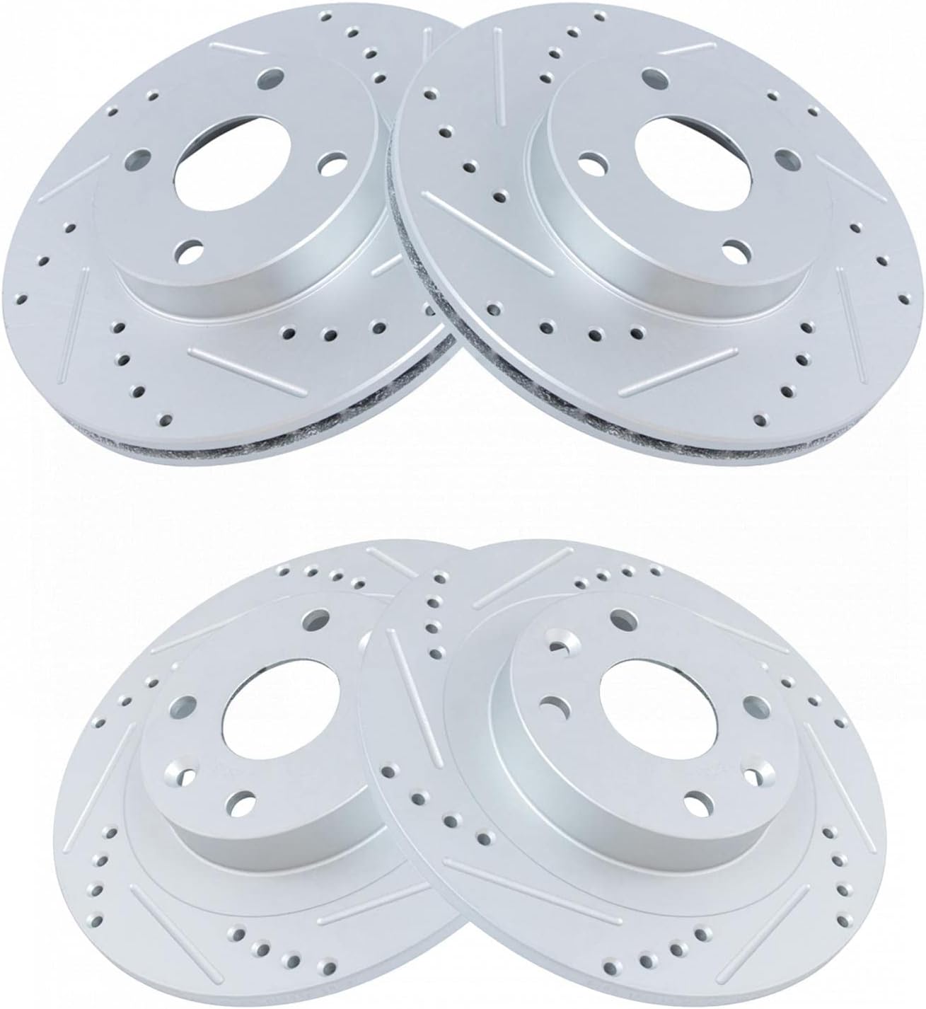 TRQ Performance Front and Rear Brake Rotor Set G Coated Drilled and Slotted Compatible with 1994-2005 Mazda Miata