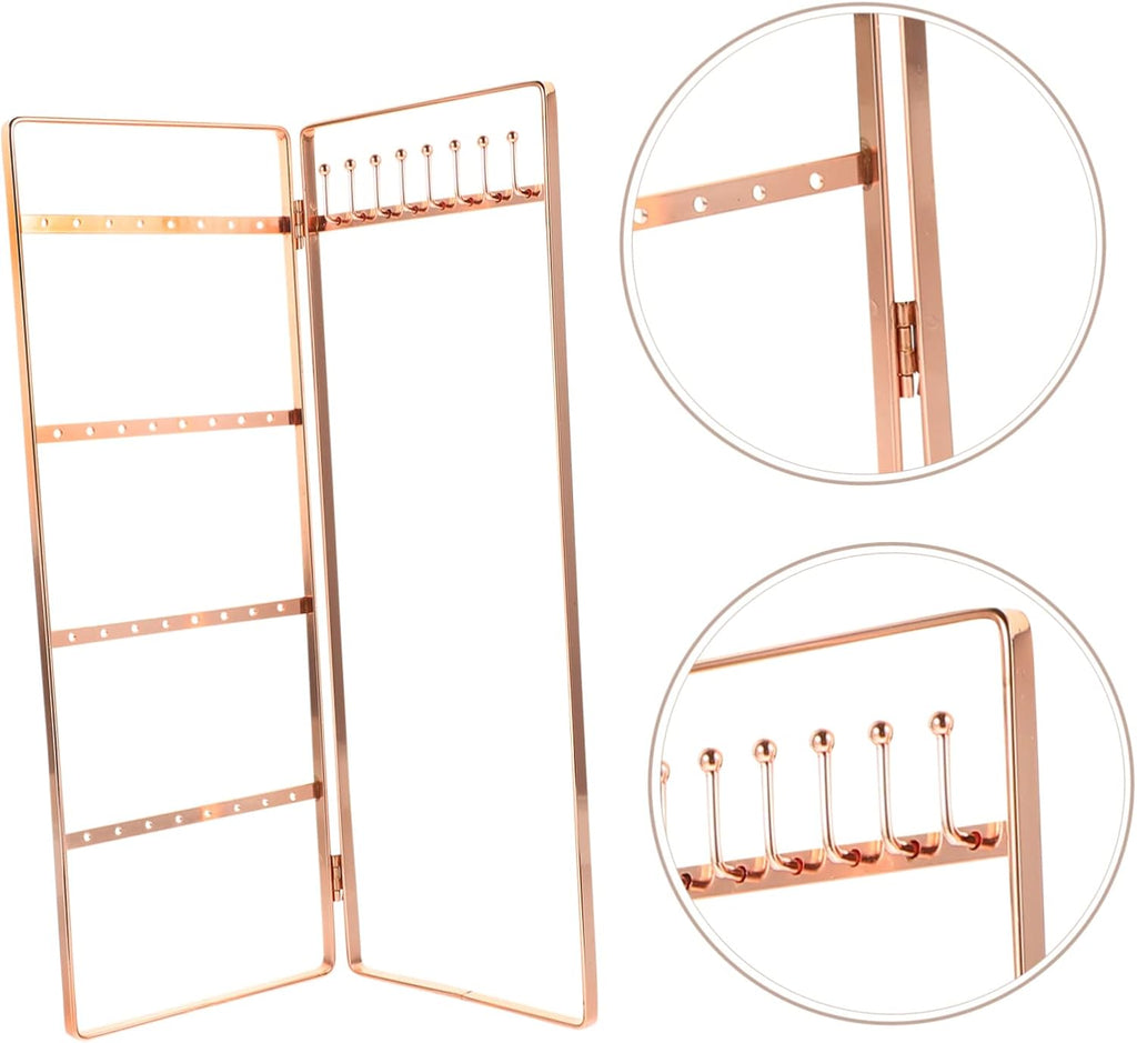 4pcs Wrought Iron Jewelry Stand Delicate Jewelry Stand Ornament Display Stand Monitor Stands Necklaces Display Stand Earring Display Stand Necklace Display Rack Earrings Organizer (Rose Goldx2pcs 28