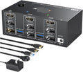 Triple Monitors HDMI KVM Switch,2 Displayport + HDMI USB KVM Switch 8K@60Hz,4K@144Hz 3 Monitors 2 Computers KVM(with AU Plug)