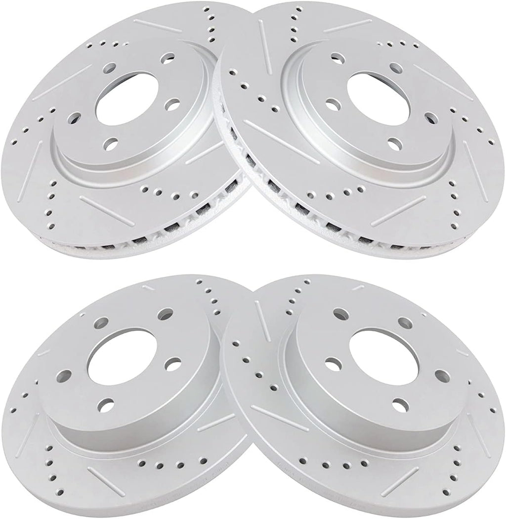 TRQ Front & Rear Performance Drilled Slotted Coated Rotor Kit for Chevy Pontiac