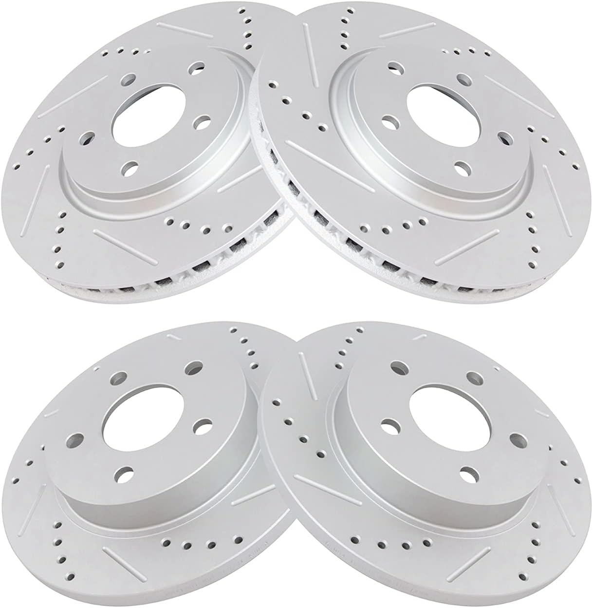TRQ Front & Rear Performance Drilled Slotted Coated Rotor Kit for Chevy Pontiac