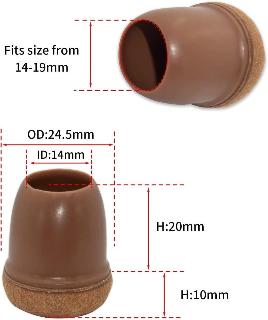 Chair Leg CapsRubber Furniture Leg Table Feet Covers24PCS Silicone Chair Leg Caps Felt Covers Furniture Leg Protectors Chair Feet Pads, Anti-noise, Round, 14 to 19 mm (9/16' to 3/4'), Transparent (C