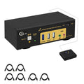 MST Displayport HDMI KVM Switch Quad Monitor, (2 DP In, 2 DP + 2 HDMI Out), 4K60Hz 2K144Hz 2 Computers 4 Monitors Switcher with Cables, Audio, Microphone and Hub Support Keyboard Mouse Switching
