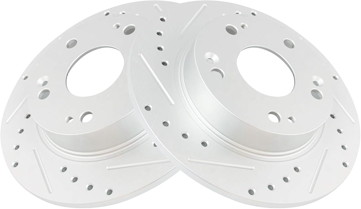 TRQ Performance Front and Rear Brake Rotor Set G Coated Drilled and Slotted Vented Solid Compatible with 2006-2015 Honda Civic 2013-2015 Acura ILX