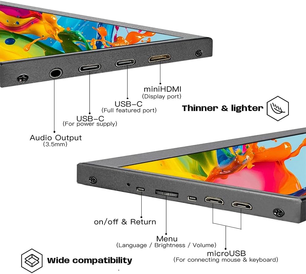 14.1 inch Stretched Bar Ultrawide Portable Monitor Type C HDMI 1920x550 IPS Computer Secondary Screen Aida64 CPU GPU External mini Bar LCD Display for PC Case Monitoring