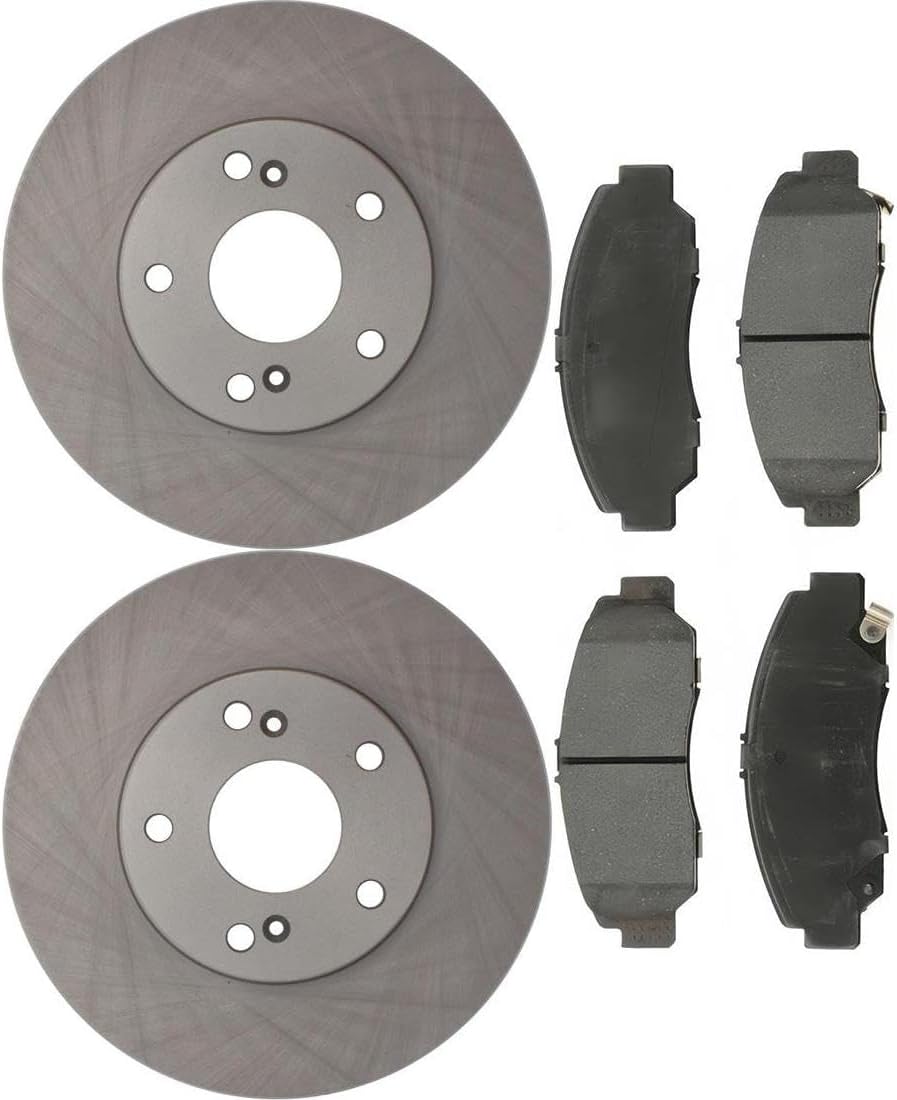 Brake Pads w/Vented Rotors 11.1inch (282mm) for Honda Civic 1.8L 2006 2007 2008 2009 2010 2011, for Acura CSX 2.0L 2006 2007 2008 2009 2010 2011 6Pcs Front Replacement Brakes Kit