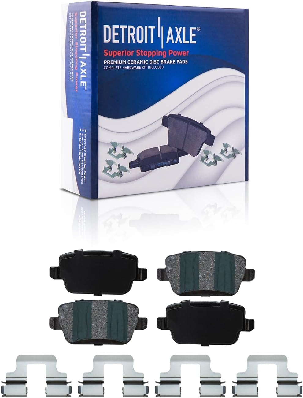 Detroit Axle - Pair (2) Rear Disc Brake Kit Rotors w/Ceramic Pads w/Hardware & Brake Kit Cleaner & Fluid for 2008 2009 2010 2011 2012 Land Rover LR2