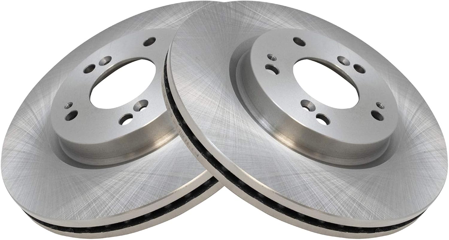 TRQ Front Brake Pad and Rotor Set Semi Metallic Vented Rotors Compatible with 2007-2017 Jeep Patriot Compass 2007-2019 Mitsubishi Outlander 2011-2021 Outlander Sport 2008-2012 Eclipse