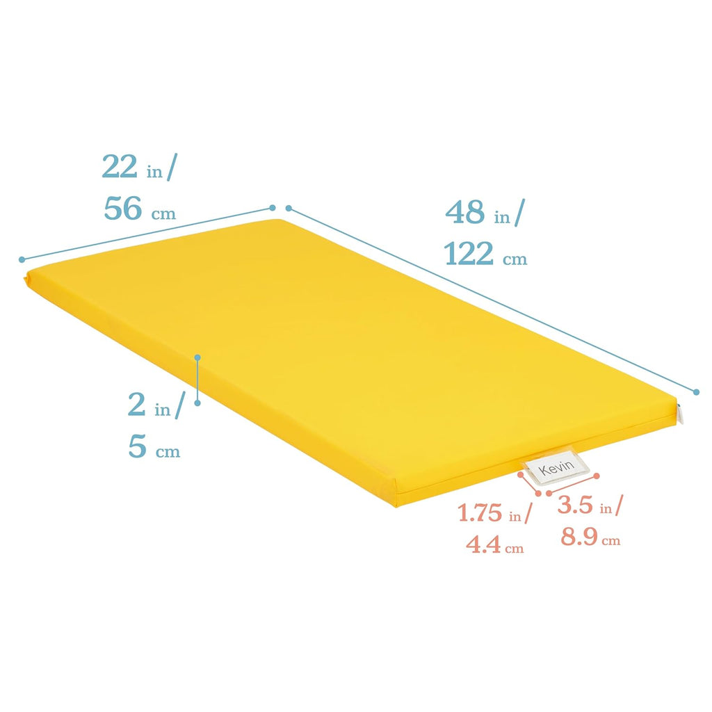 ECR4Kids SoftZone Rainbow Rest Time Mat with Name Tag, Sleeping Pad, Yellow, 5-Piece