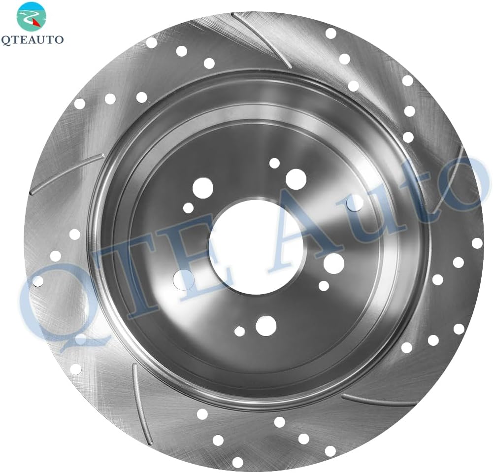 PM Auto Set of 6 Rear 313mm Drilled Slotted Brake Disc Rotors-Ceramic Brake Pad Kit Replacement For 2005-2010 Honda Odyssey