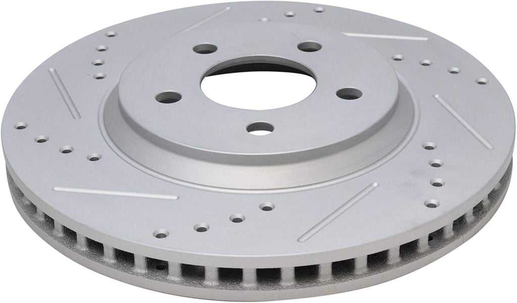 TRQ Performance Front and Rear Brake Rotor Set G Coated Drilled and Slotted Compatible with 2005-2014 Ford Mustang