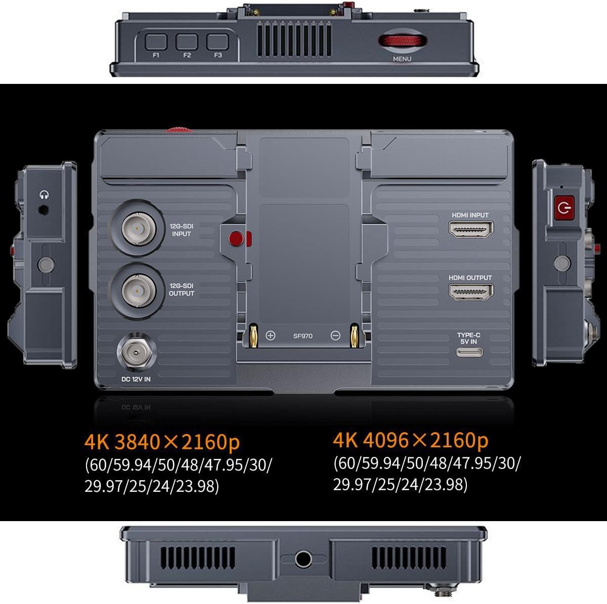 FEELWORLD H5 5.5-inch 12G SDI HDMI 2.0 Camera Field Monitor High Brightness 1200nit Touchscreen
