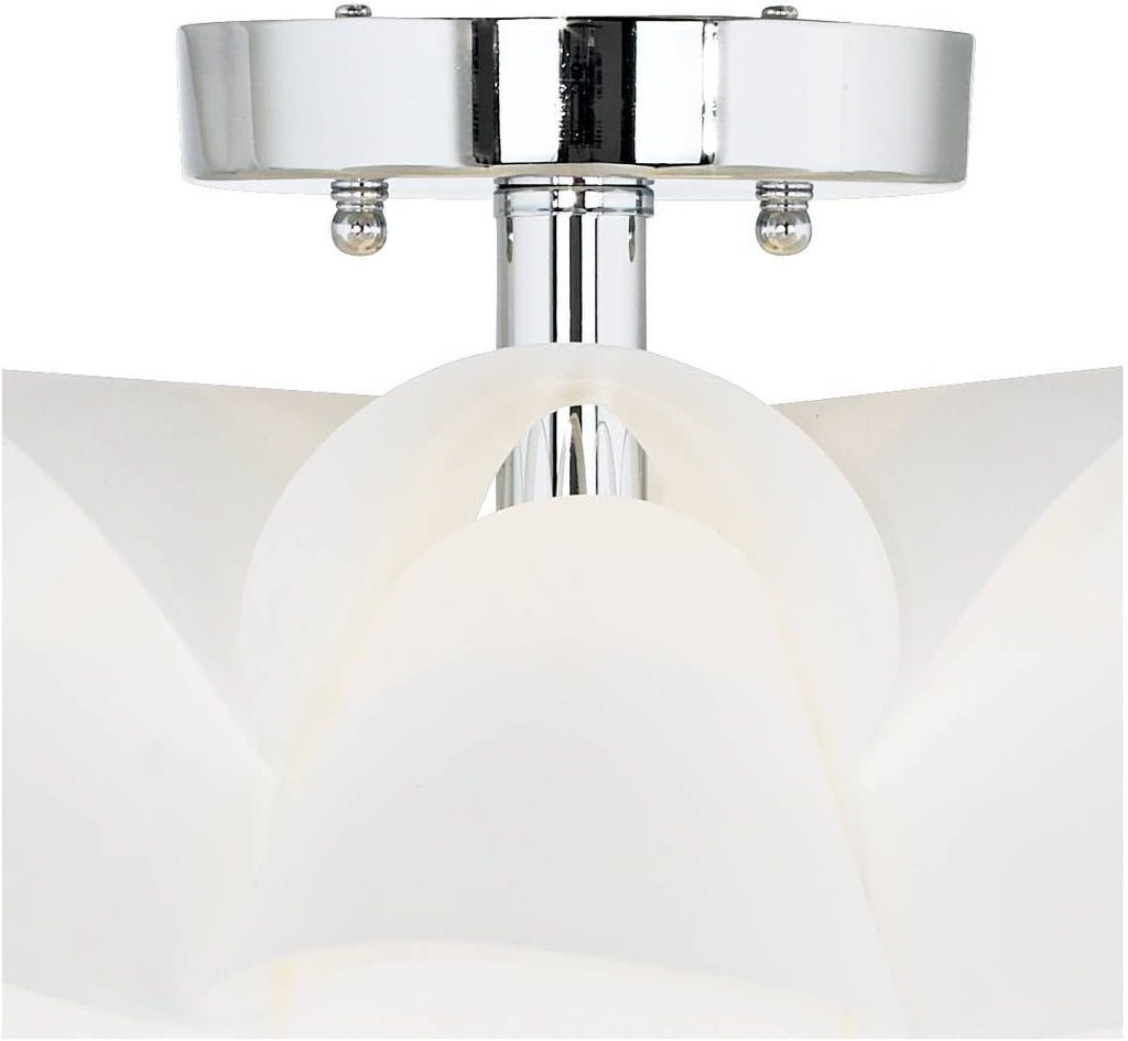 Possini Euro Design White Flower Modern Ceiling Light Semi Flush-Mount Fixture 15 3/4' Wide Chrome for Bedroom Kitchen Living Room Hallway Dining Bathroom Schoolhouse House