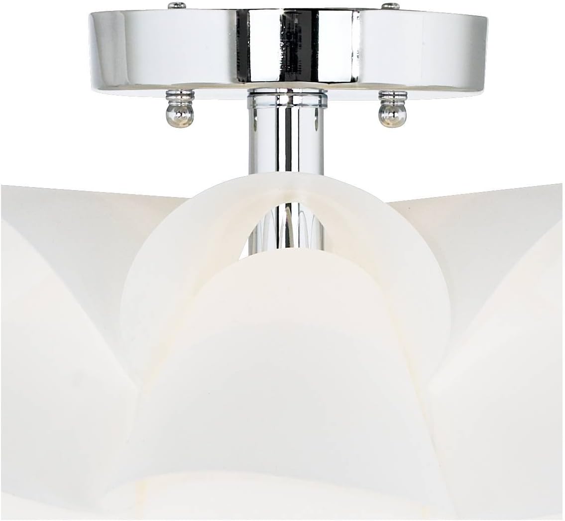 Possini Euro Design White Flower Modern Ceiling Light Semi Flush-Mount Fixture 15 3/4' Wide Chrome for Bedroom Kitchen Living Room Hallway Dining Bathroom Schoolhouse House