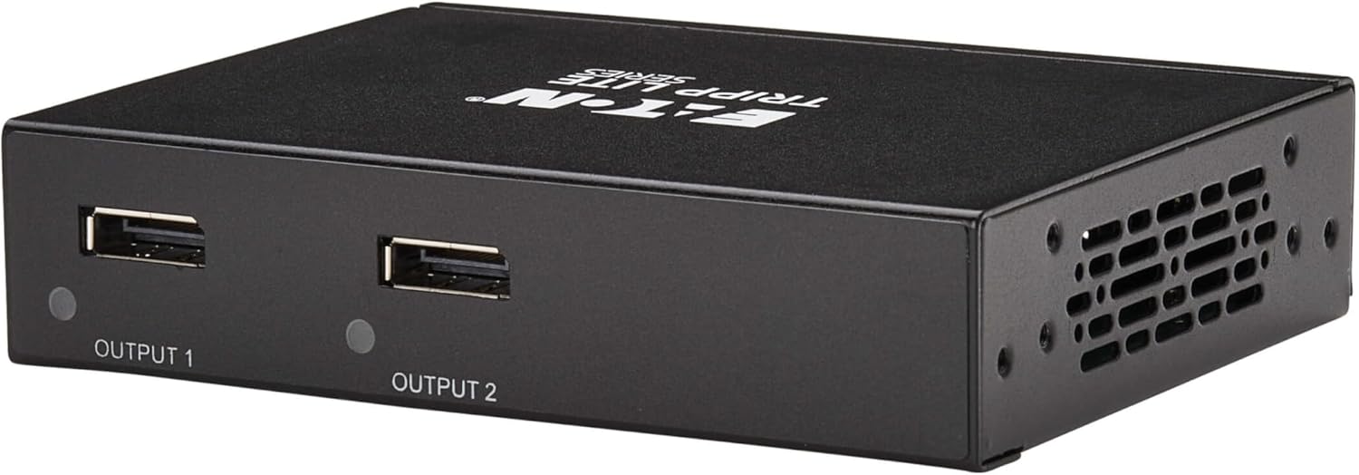 Tripp Lite Series 2-Port DisplayPort Splitter for 2 Monitors, 4K@60Hz Video, 1 in 2 Out, DP 1.4, MST Hub, TAA Compliant, Plug-and-Play, 1-Year Warranty (B156-002-8K)