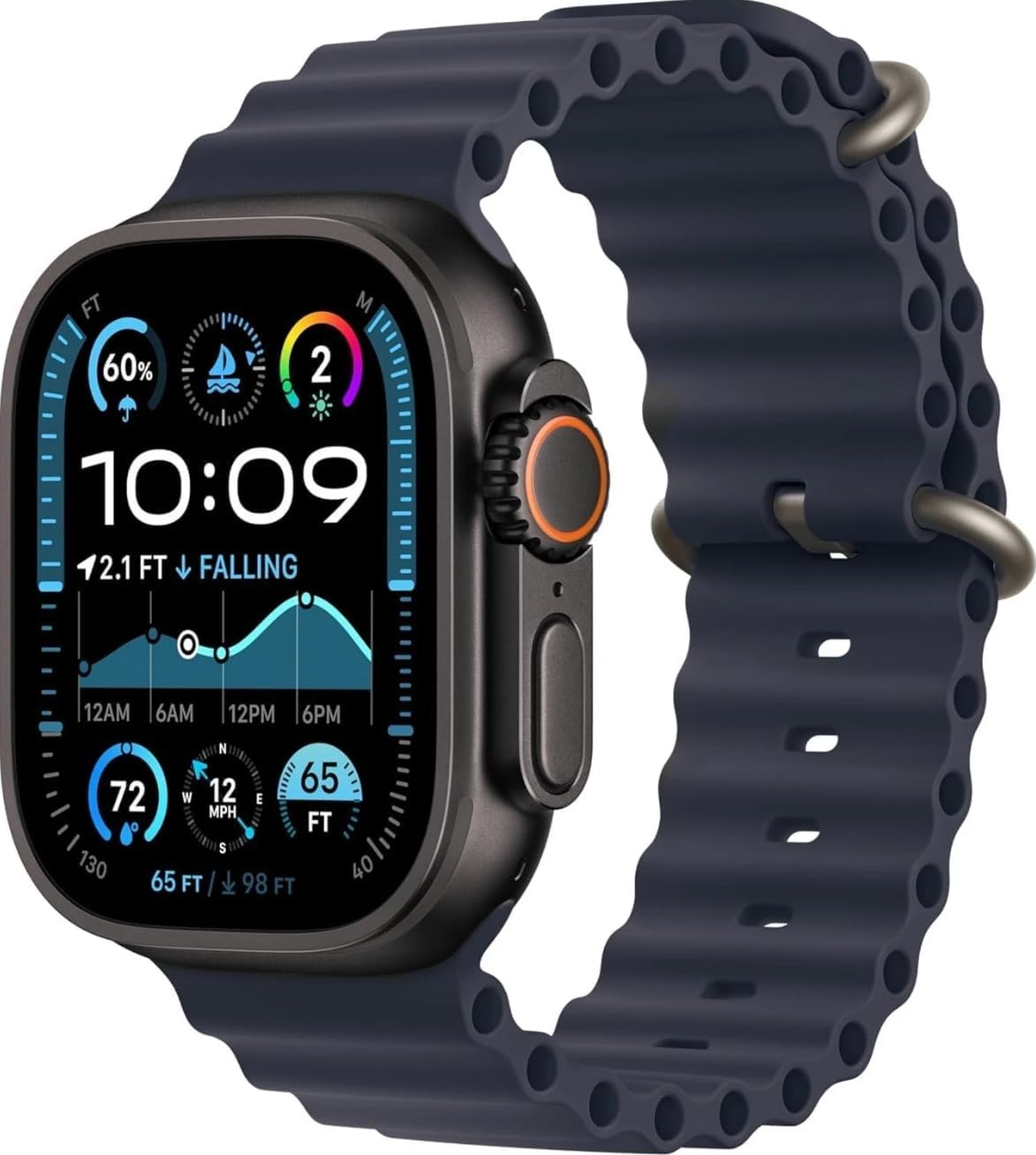 Apple Watch Ultra 2 [GPS + Cellular 49mm] - Black Titanium Case with Blue Ocean Band (Renewed Premium)