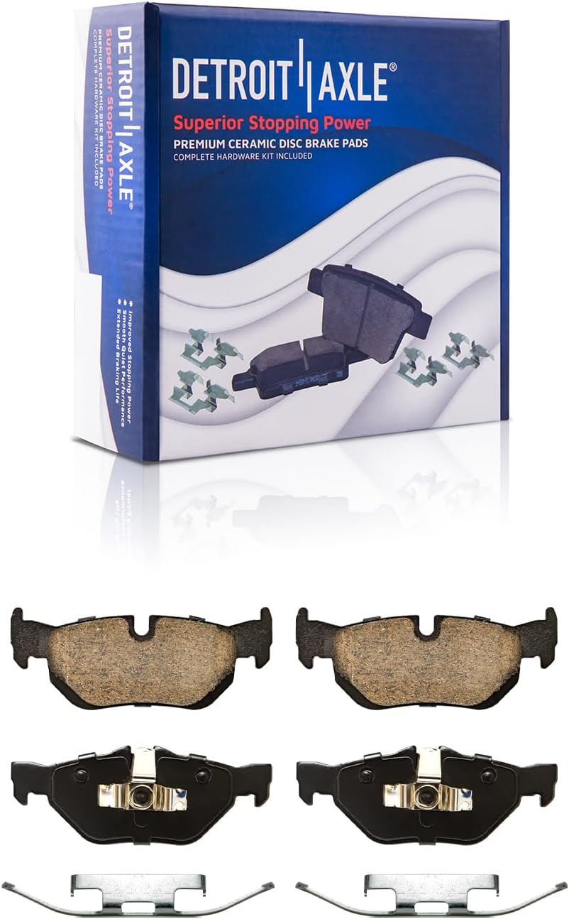 Detroit Axle - Rear Brake Kit for 2007-2013 BMW 328i, 2009-2013 328i xDrive, 2007-2008 328xi, 2013-2015 X1, Disc Brake Rotors Ceramic Brakes Pads w/Hardware Replacement [11.81 inch Rotors]