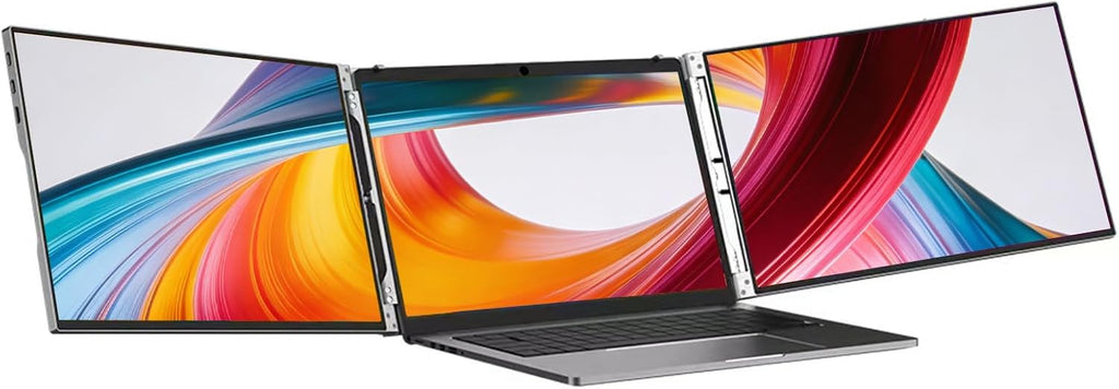 VSDISPLAY 15'' Triple Laptop Screen Extender, 1920x1080 IPS Foldable Dual Monitors for Laptop, USB-C & Mini H/D Portable Travel Display for 13.3-16'' Laptops