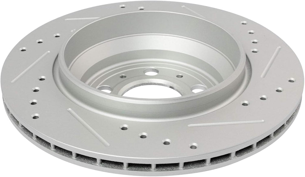 TRQ Front & Rear Brake Rotors Set Performance Premium G-Coated Slotted X Drilled Compatible with 2003-2013 Volvo XC90