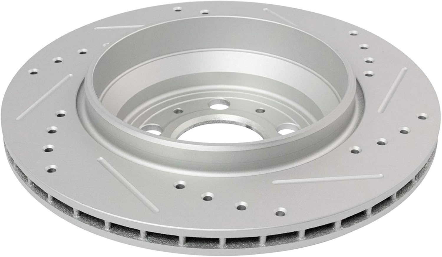 TRQ Front & Rear Brake Rotors Set Performance Premium G-Coated Slotted X Drilled Compatible with 2003-2013 Volvo XC90
