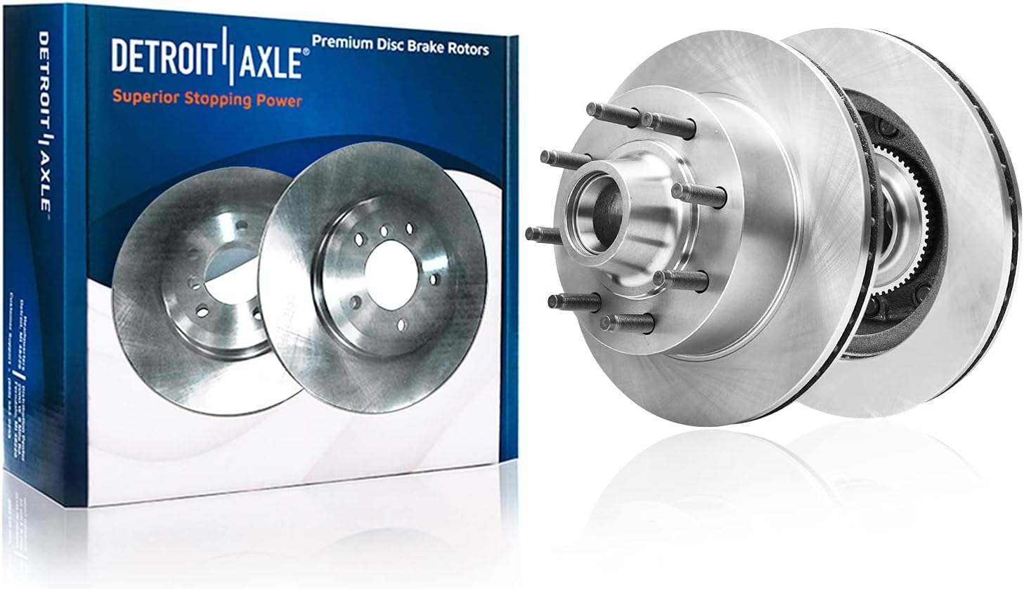 Detroit Axle - Brake Kit for Ford E-250 E-350 Econoline Club Wagon Super Duty Brake Rotors Ceramic Brakes Pads Front and Rear Replacement: 13.03' inch Front and 12.84' inch Rear Rotors