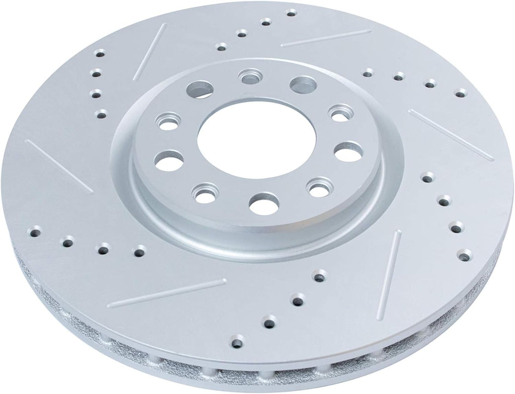 TRQ Performance Front and Rear Brake Rotor Set G Coated Drilled and Slotted Compatible with 2013-2016 Dodge Dart