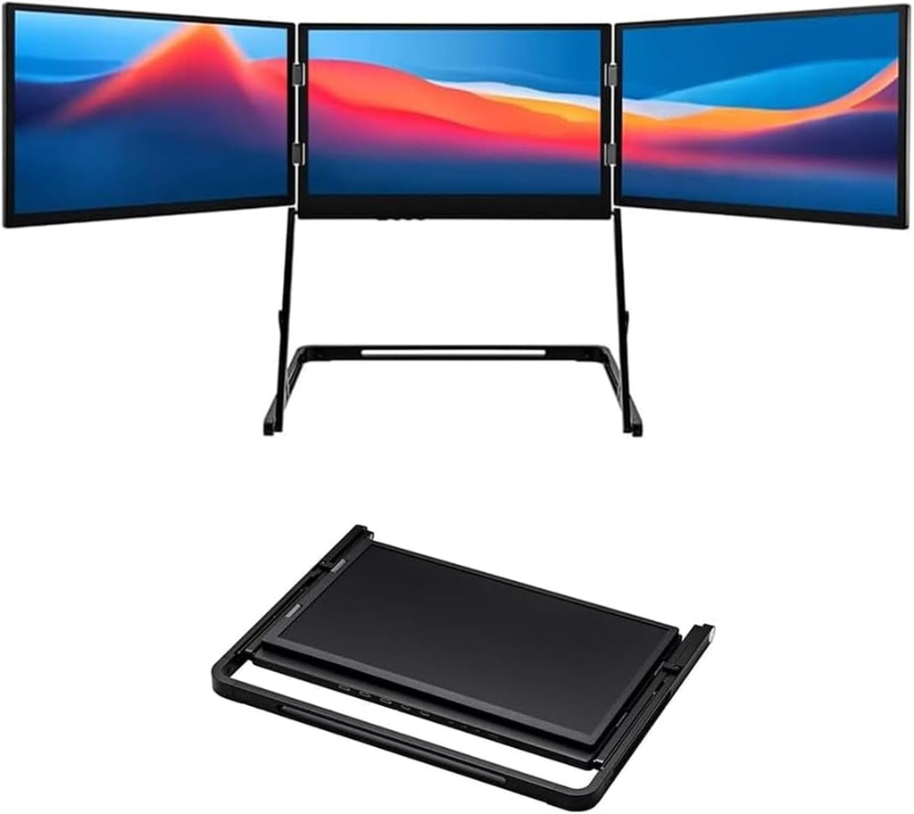 Laptop Screen Extender, 15.6' 1080p Fhd IPS, Portable Monitor for Laptop 13-17', Triple Monitor Extended for Laptops with Speakers, with Type-C/HDMI/USB-C for Wins/Mac