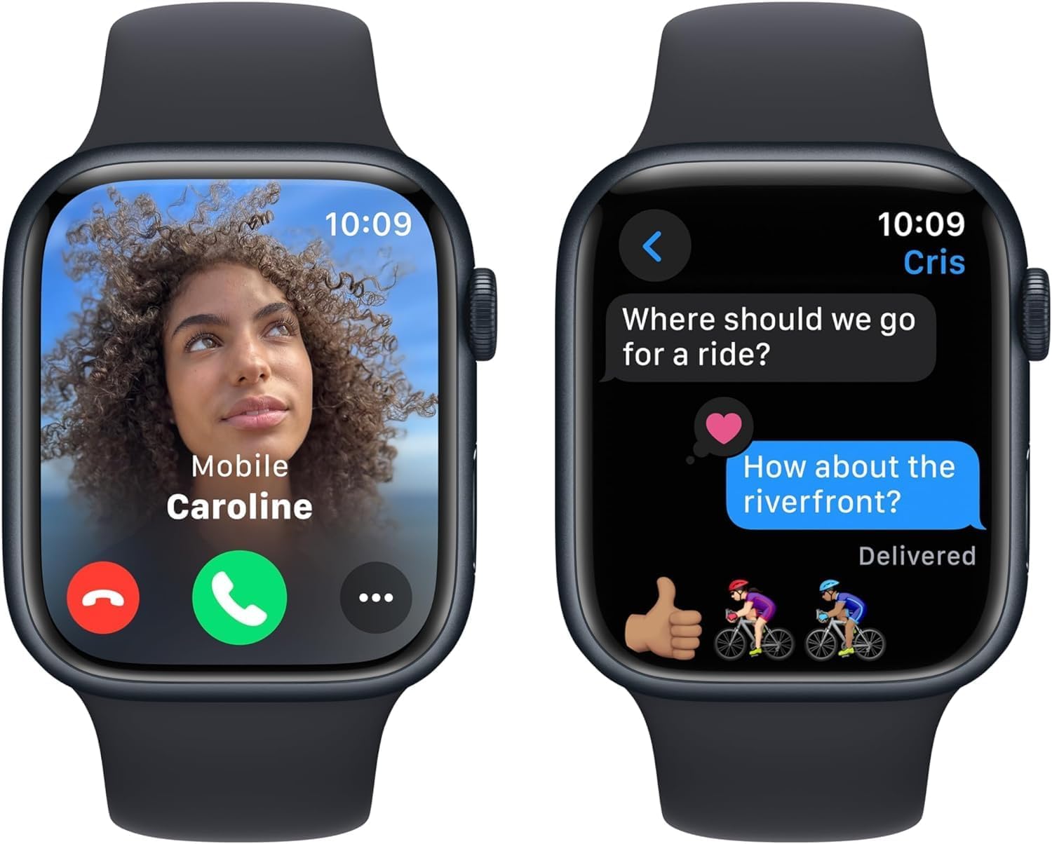 Apple Watch Series 9 [GPS, 45mm] - Midnight Aluminum Case with Midnight Sport Band, M/L (Renewed Premium)