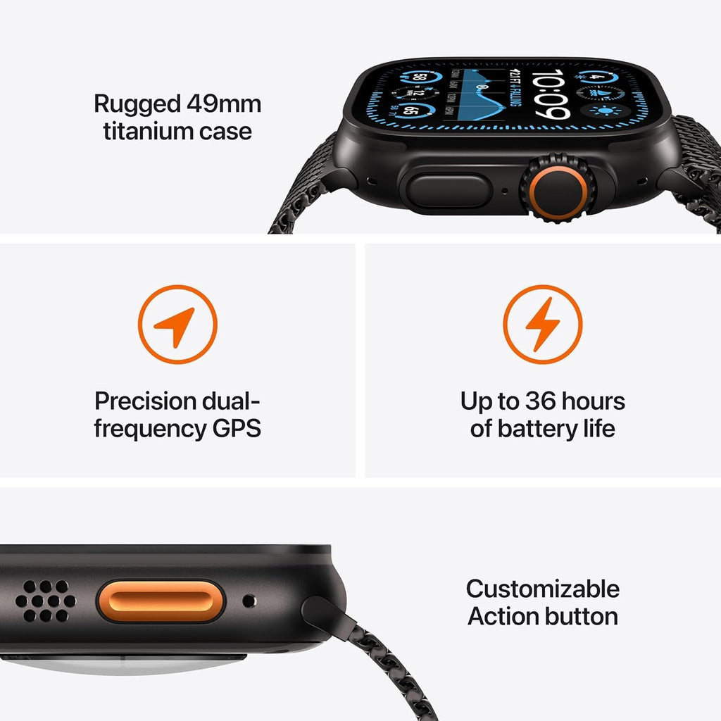 Apple Watch Ultra 2 (GPS + Cellular, 49MM) - Black Titanium Case with Black Ocean Band (Renewed)