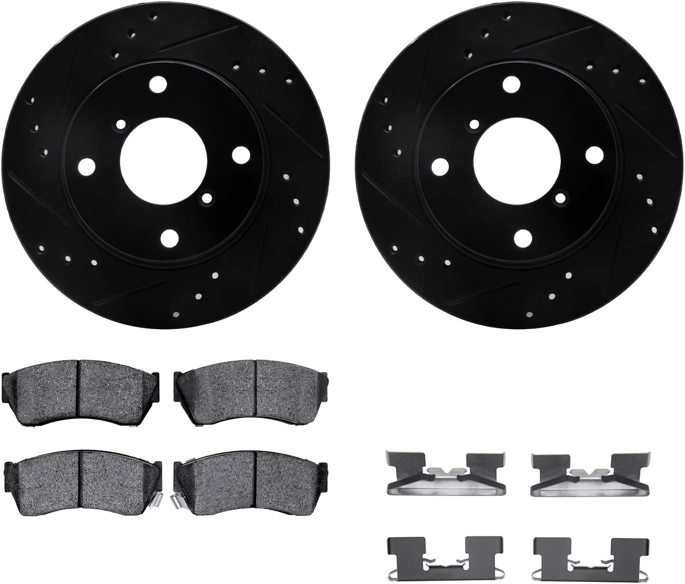 Dynamic Friction Company Front Brake Kit Fits 2006-2011 Honda Civic Coupe Si; 2007-2011 Honda Civic Sedan Si| 5000 Advanced Pads, Drilled Slotted Rotors| Hardware| 11.8' Front