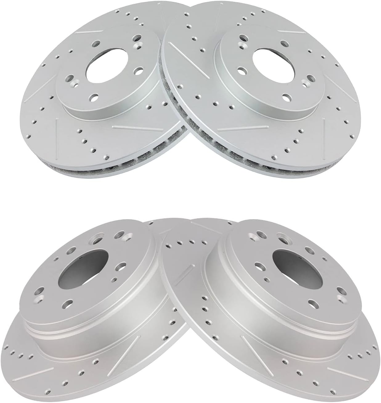 TRQ Performance Front and Rear Brake Rotor Set G Coated Drilled and Slotted Compatible with 2004-2008 Acura TL